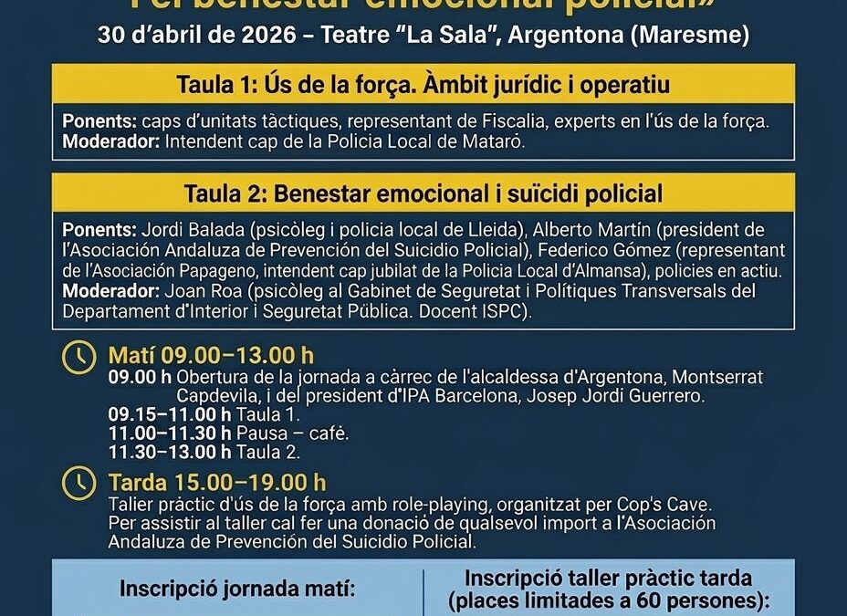 Jornada formativa sobre l’ús de la força i benestar emocional policial